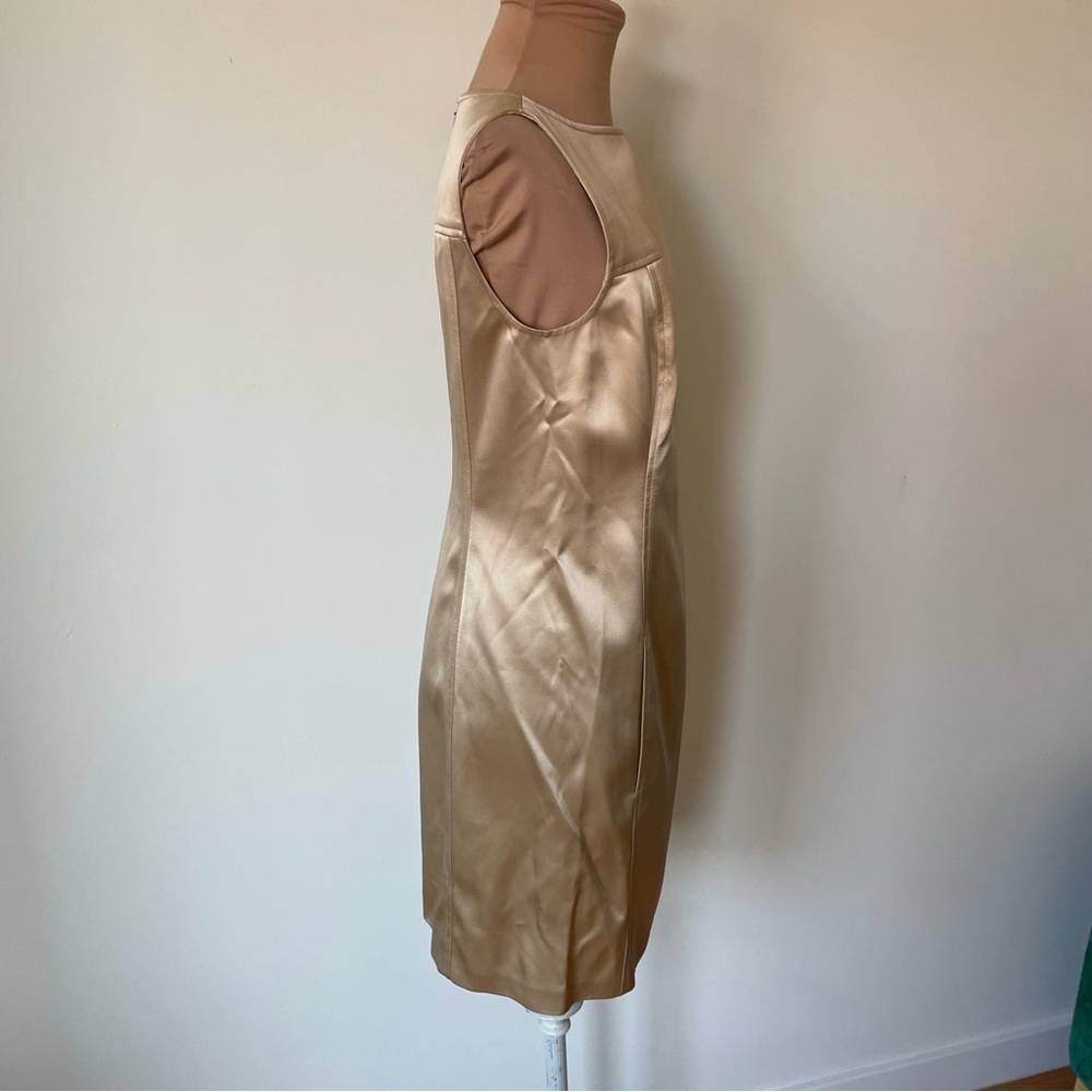 Ralph Lauren Black Label Silk Satin Gold Beige Sleeveless Shift Dress EUC Sz 2 - Picture 6 of 12